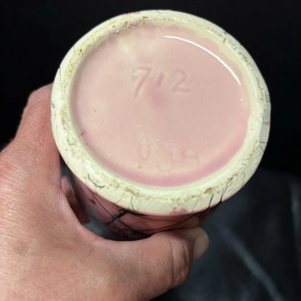 Vintage McCoy Pottery Pink/Black Swirl  7